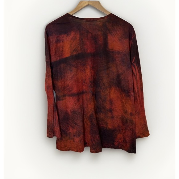 Jess & Jane Womens Tunic Top XL Red Black Manhattan Art to Wear Boho Cozy - Picture 3 of 5